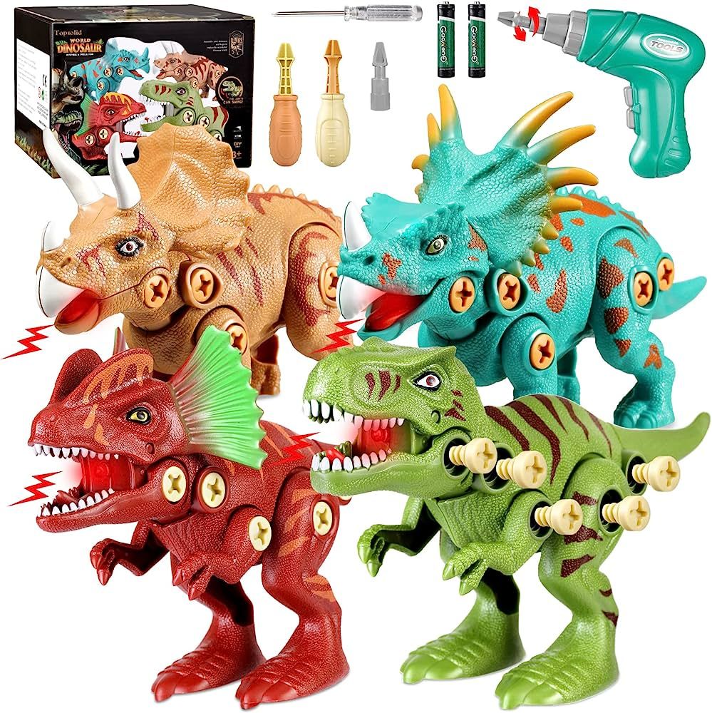 Dinosaur Toys for Kids 3-5, Stem Dinosaur Toys, Take Apart Dinosaur Toys for Boys w/Light Sound, ... | Amazon (US)