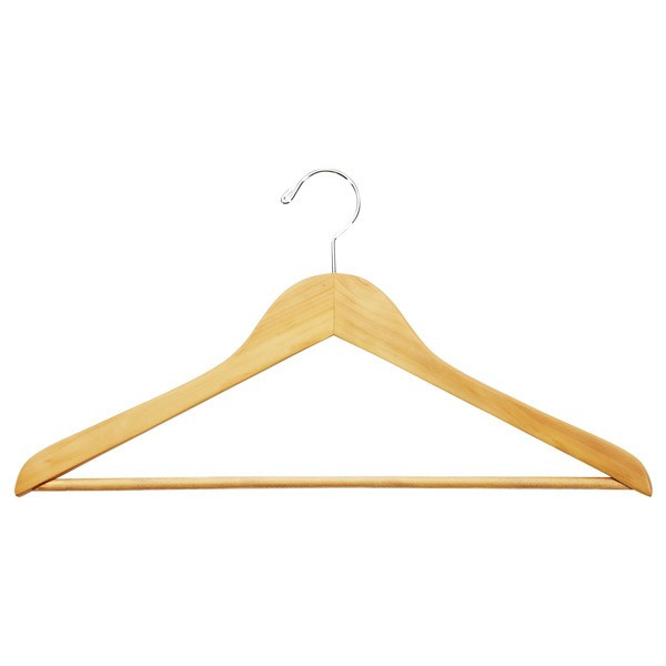 Wooden Shirt Hanger Ribbed Bar Natural Pkg/6 | The Container Store