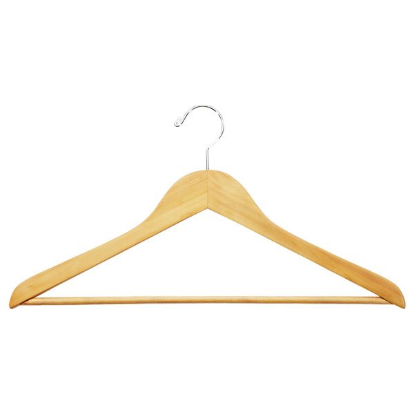 Wooden Shirt Hanger Ribbed Bar Natural Pkg/6 | The Container Store