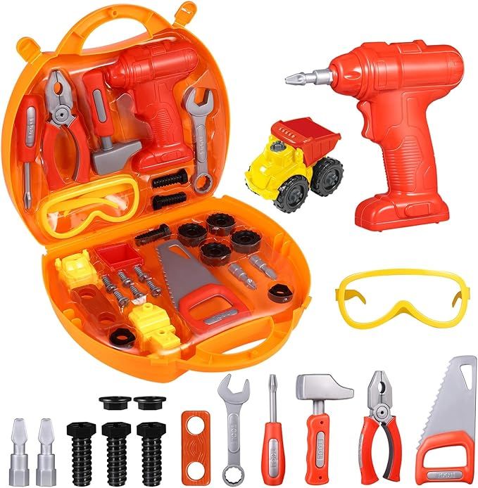 iBaseToy Toddler Tool Set, Pretend Play Tools for Kids 29 Pcs Kids Tool Box for Kids Ages 3-5| Ki... | Amazon (US)