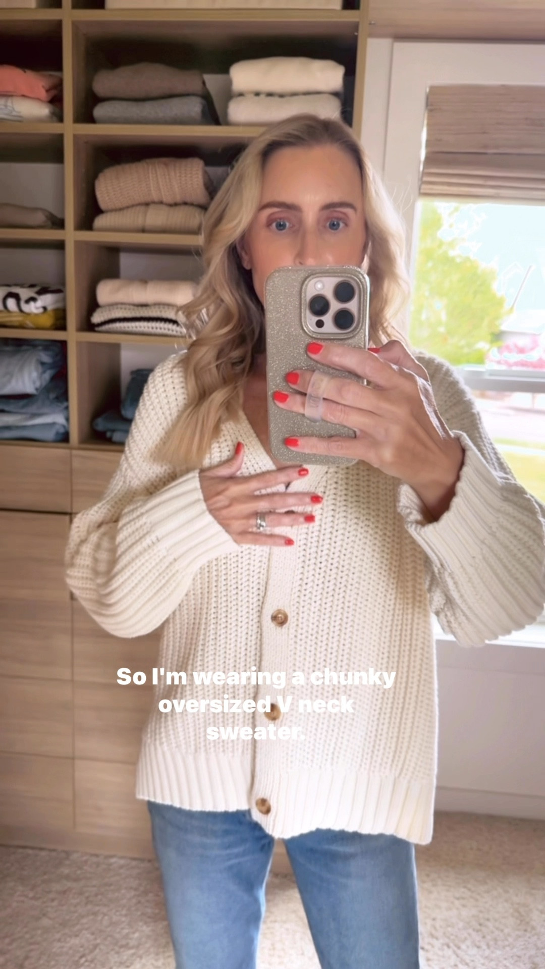 Mom outfits, mom summer outfit, denim, strappy sandals, oversized sweater ankle length jeans. 5’8” size 27 and small  

#LTKOver40 #LTKStyleTip #LTKSummerEdit