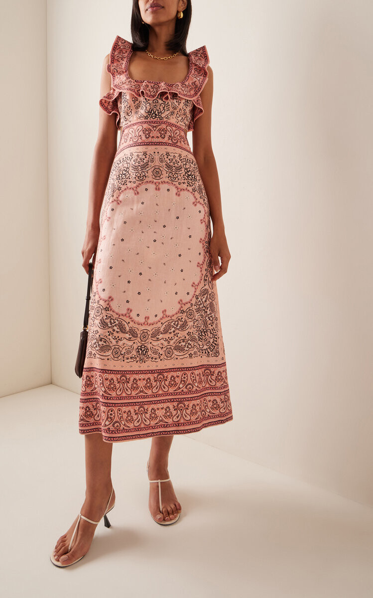 Matchmaker Frilled Linen Midi Dress | Moda Operandi (Global)