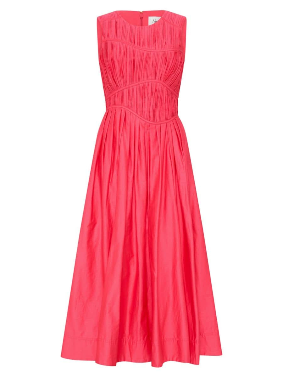 Sculptra Nya Gathered Midi Dress | Saks Fifth Avenue