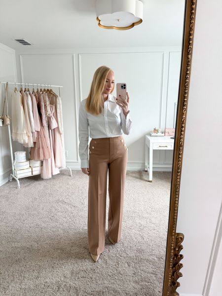 Perfect workwear look. I’ve paired these Spanx perfect pants with this white button down top from JCrew and heels. These pieces all run tts  

#LTKstyletip #LTKshoecrush #LTKworkwear