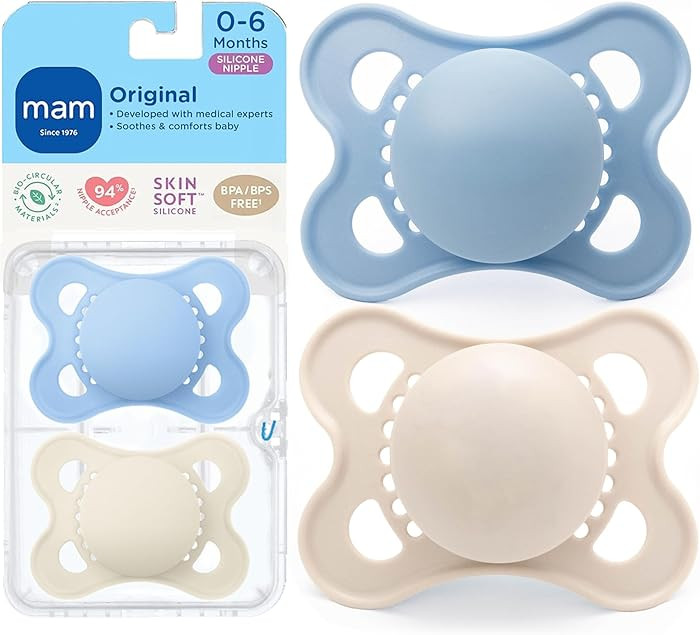 MAM Original Matte Baby Pacifiers 0-6 Months, Binky for Newborn Babies, BPA-Free Skin Soft Silico... | Amazon (US)