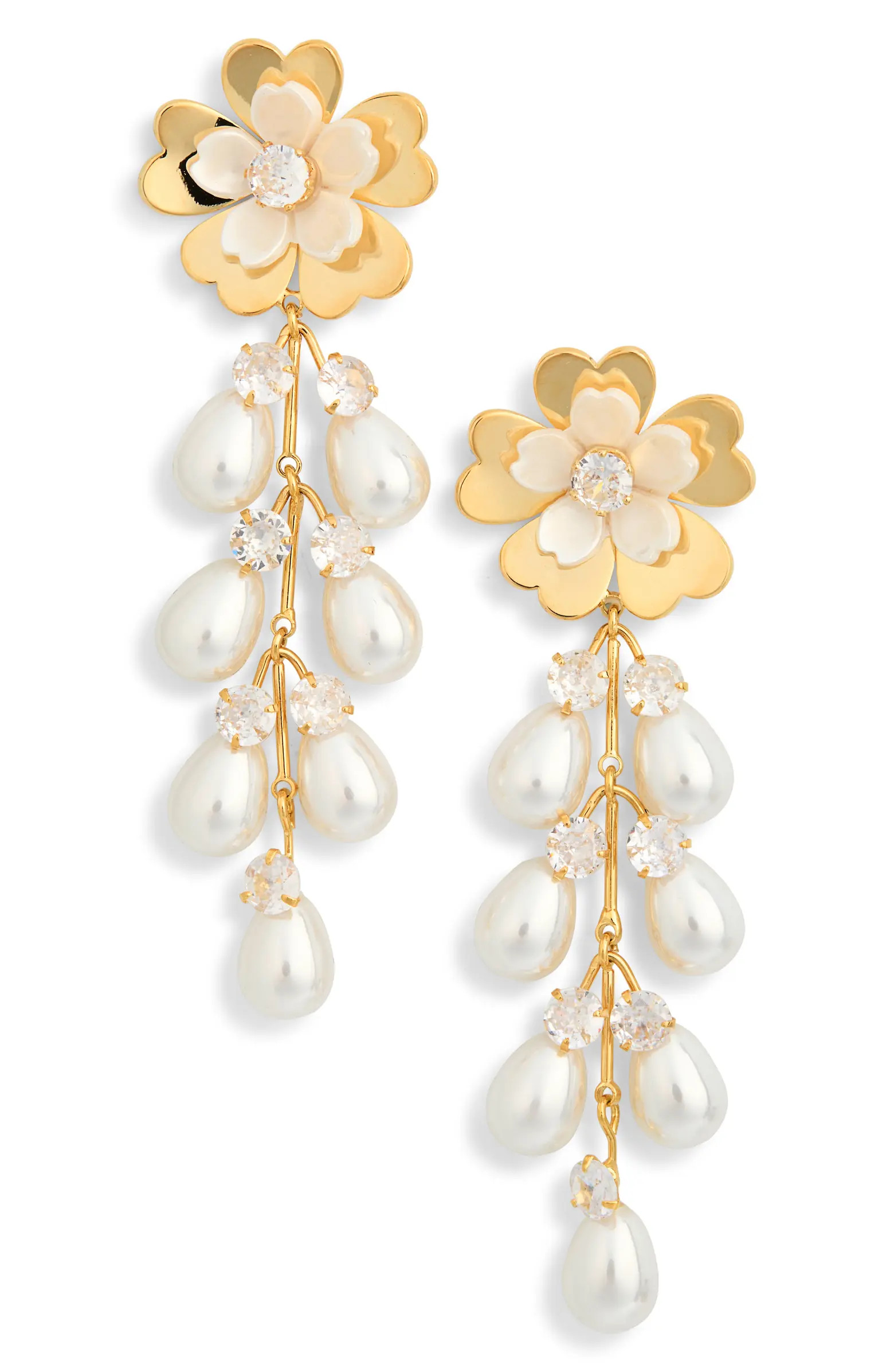 EYE CANDY LOS ANGELES Nicole Flower Faux Pearl Drop Earrings | Nordstromrack | Nordstrom Rack