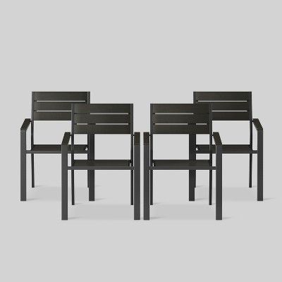 Bryant 4pk Stack Patio Dining Chair Black - Project 62™ | Target