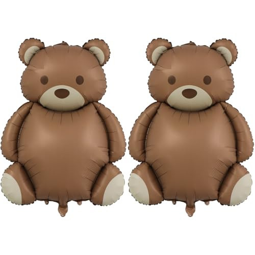 SAMOKA Large Little Bear Foil Balloons，2 PCS 35 Inch Little Bear Theme Party Supplies，Jungle Safari Theme Baby Shower Birthday Party Decorations | Amazon (US)