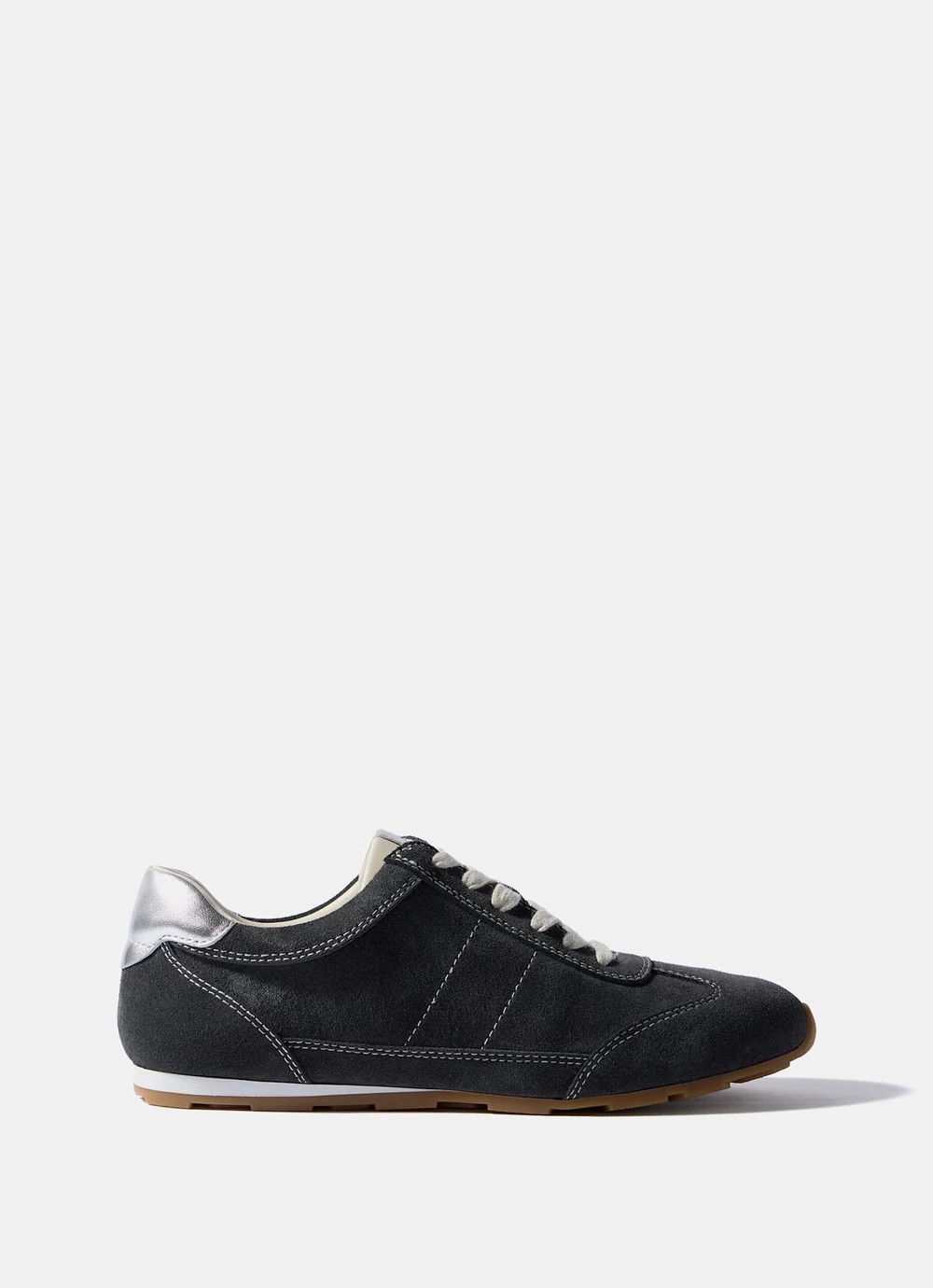 Vick Dark Grey Suede Trainers | Mint Velvet