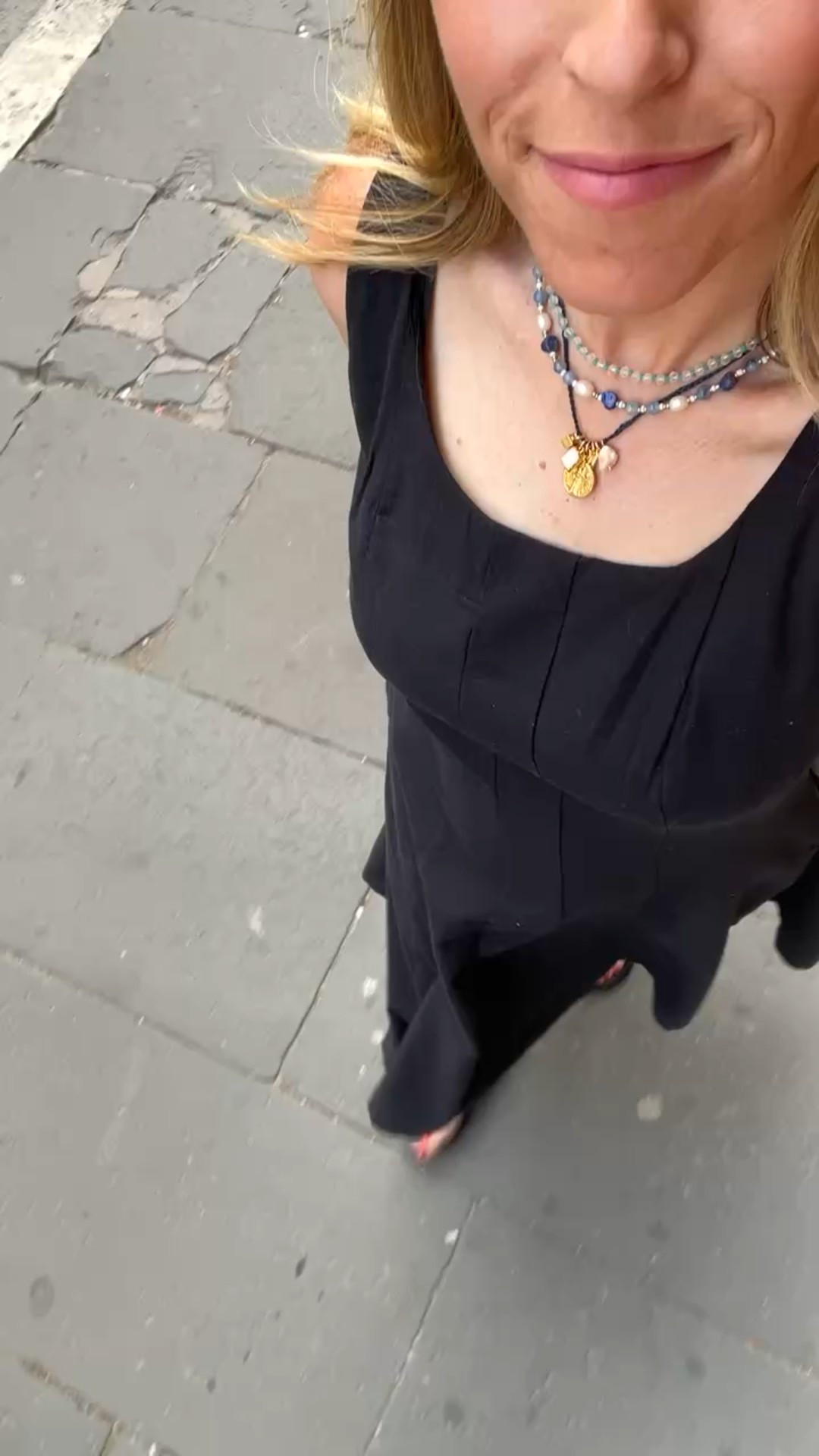 Dinner in Italy 🇮🇹 

Loved pairing this layered necklace with the black dress and simple black sandals 

#LTKStyleTip #LTKOver40 #LTKTravel