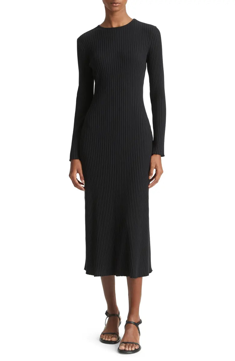Vince Crewneck Long Sleeve Rib Midi Dress | Nordstrom | Nordstrom