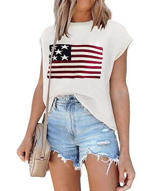 Disamer Cap Sleeve Knit Sweater Tops Sleeveless Vest 2026 Spring Clothes Oversized Summer Tank Tr... | Amazon (US)
