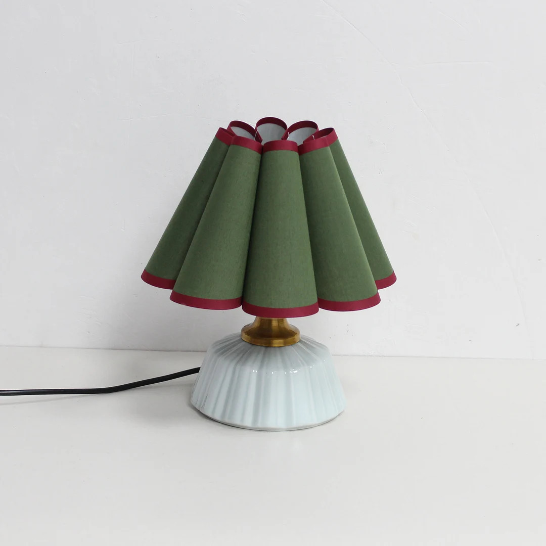 Duzy handmade moss green fabric with burgundy trim cute lamp for home decor-50#, 110-240V/50-60Hz | Etsy (US)