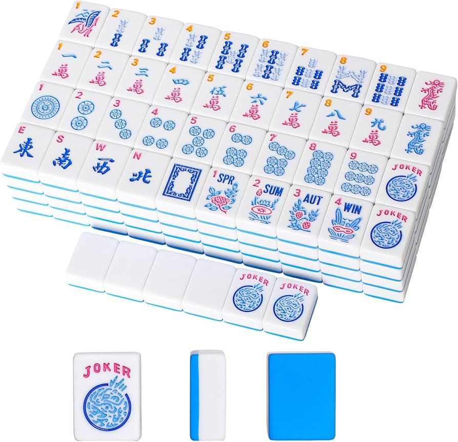 American Mahjong Tiles (1.2”,Tiles Only), 166 Pcs American Mahjong Tile Set with Blue Color | Amazon (US)