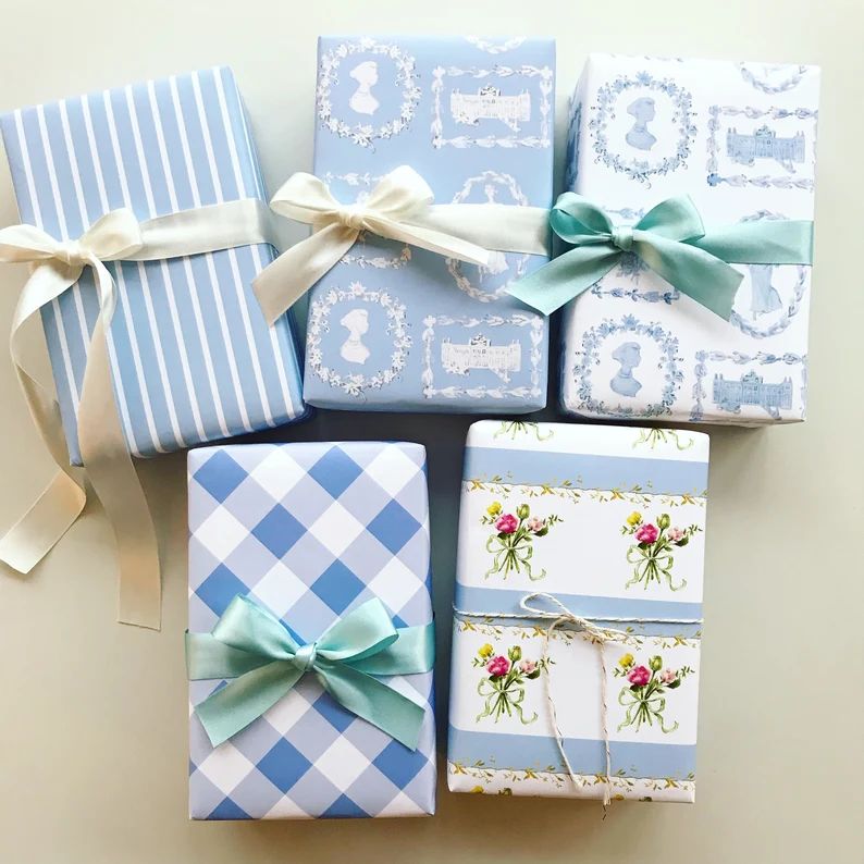 Wrapping Paper: English Blue Jane Austen gift Wrap Birthday - Etsy | Etsy (US)