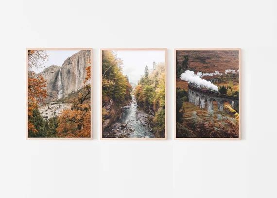 Fall Landscape Wall Art Set of 3 prints Autumn Photography | Etsy | Etsy (US)