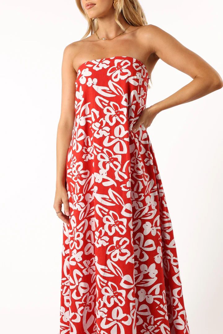 Soph Strapless Maxi Dress - Red Floral | Petal & Pup (US)
