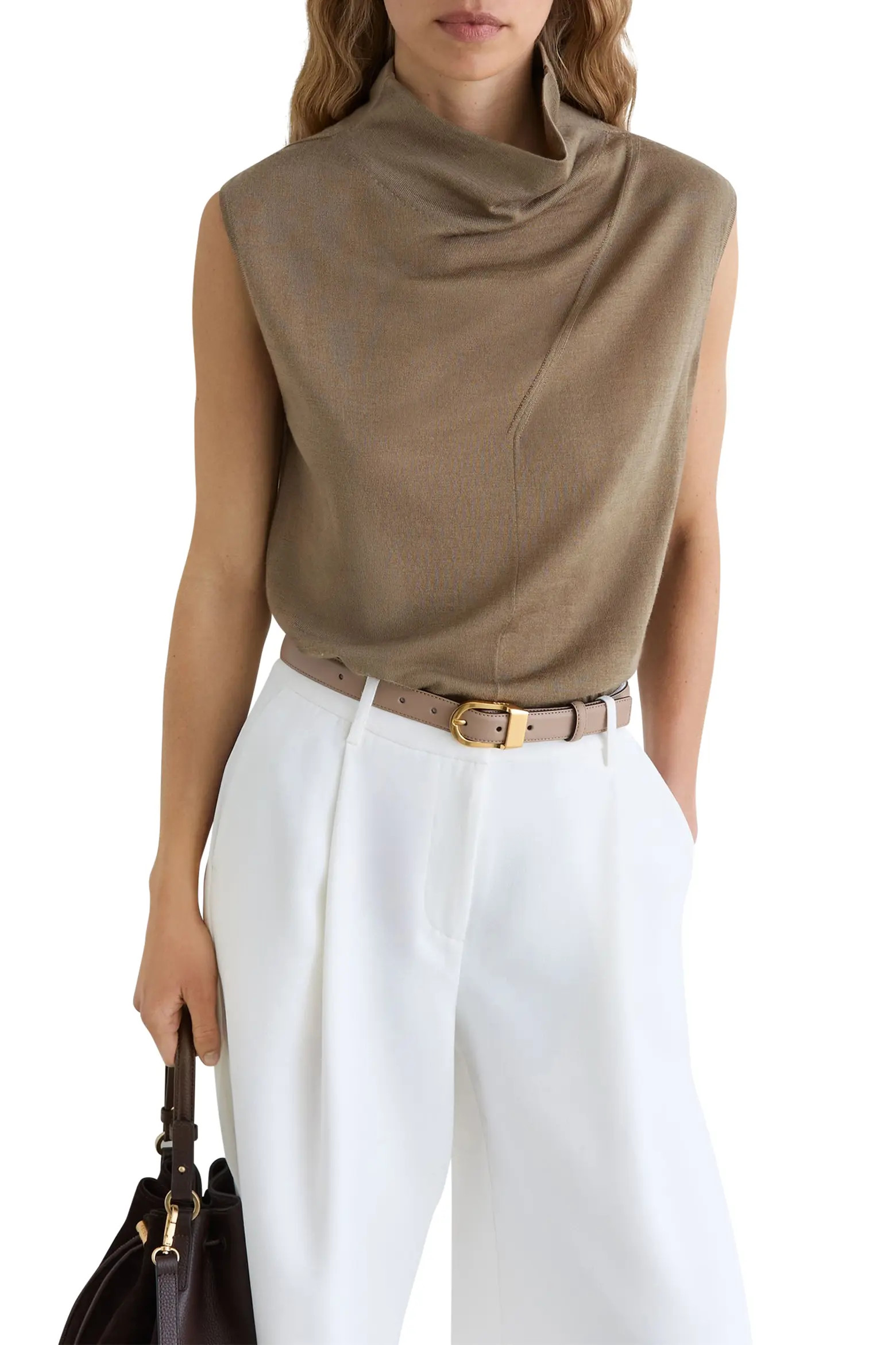 Reiss Honey Mock Neck Wool Shell (Women) | Nordstrom | Nordstrom