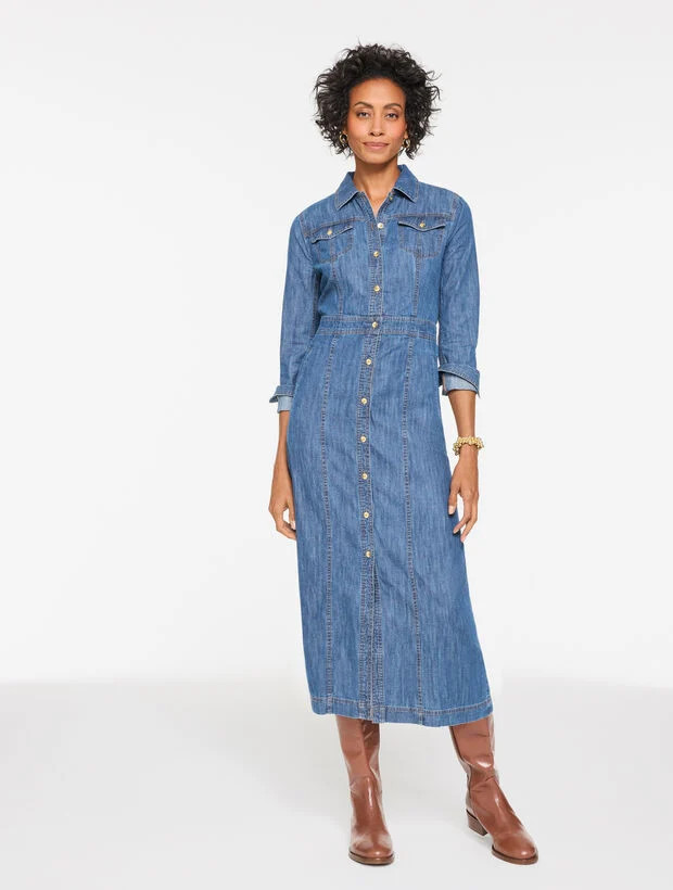 Denim Midi Shirtdress - Bridgeport Wash | Talbots
