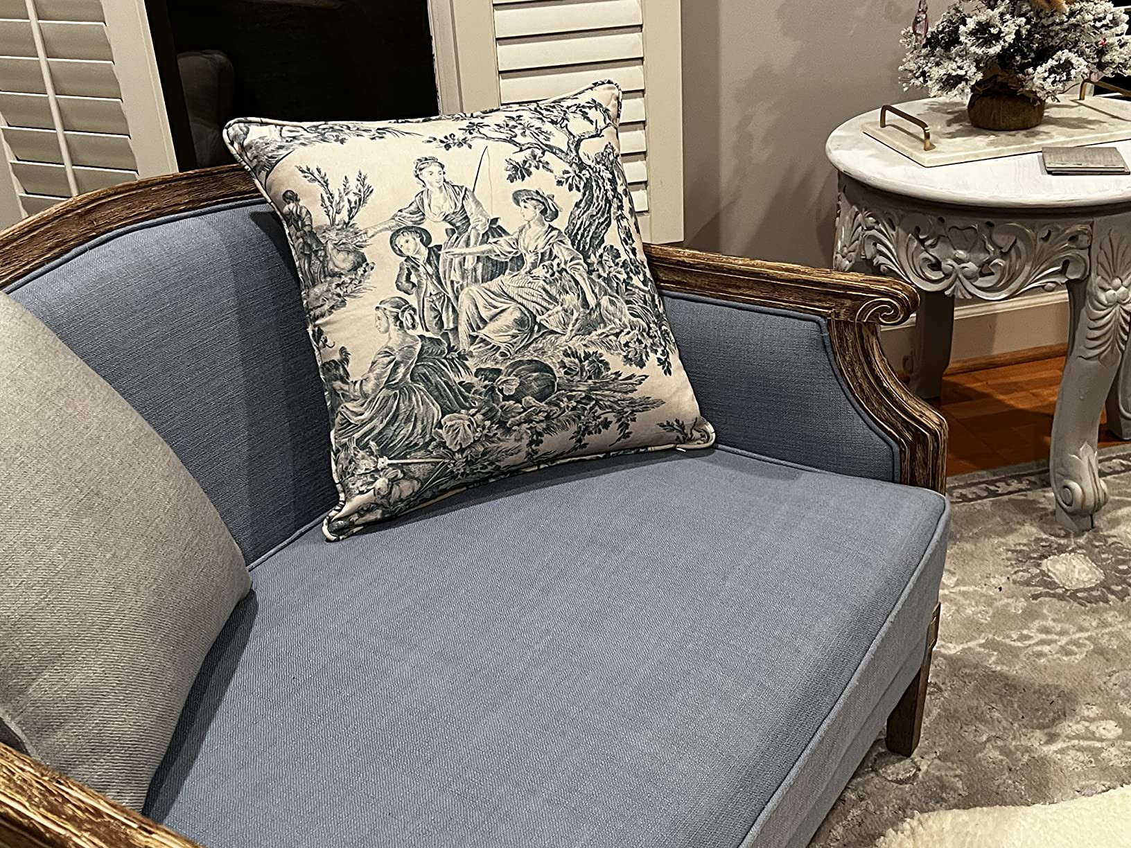 Amazon.com: Maison d' Hermine Decorative Pillow Cover 100% Cotton 18 Inch x 18 Inch Square Toile ... | Amazon (US)