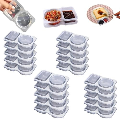 Double Compartment Snack Containers, 2024 New Double Condiment Containers with Lids, Reusable Snack Pack Containers, Portable Reusable Sauce Container ﻿ (20 PCS) | Amazon (US)
