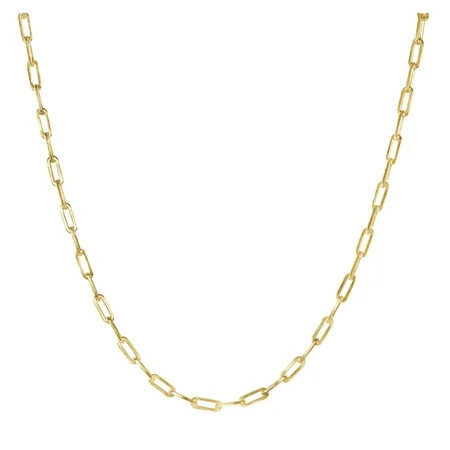 Solid 925 Sterling Silver 14K Gold plated Paperclip Necklace 6mm Wide 24 Inch Long Paper Clip Chain  | Walmart (US)