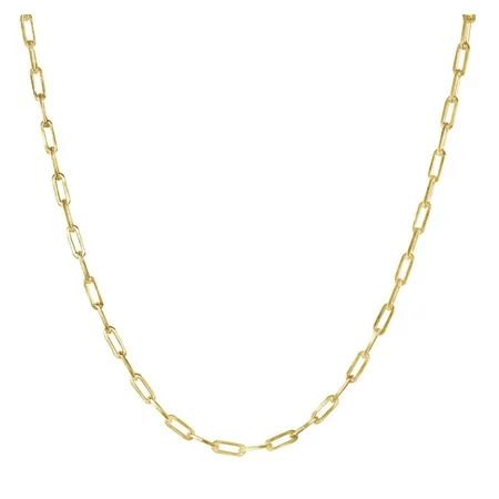 Solid 925 Sterling Silver 14K Gold plated Paperclip Necklace 6mm Wide 24 Inch Long Paper Clip Chain  | Walmart (US)