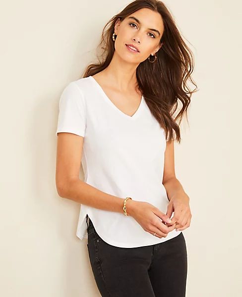 Pima Cotton V-Neck Tee | Ann Taylor (US)