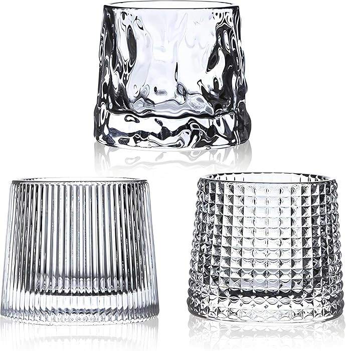 Flat bottom Crystal Whiskey Glasses, Small 5OZ Scotch Glasses Set of 3, Old Fashioned Glasses,Hea... | Amazon (US)