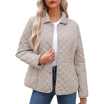 Dokotoo Women's Winter Quilted Jackets Long Sleeve Button Down Diamond Puffer Jacket Outerwear Co... | Amazon (US)