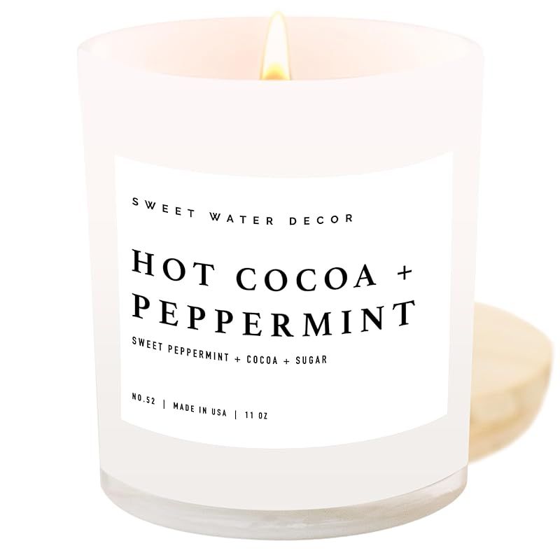 Sweet Water Decor Hot Cocoa + Peppermint Soy Candle | Chocolate, Peppermint, and Vanilla Holiday ... | Amazon (US)