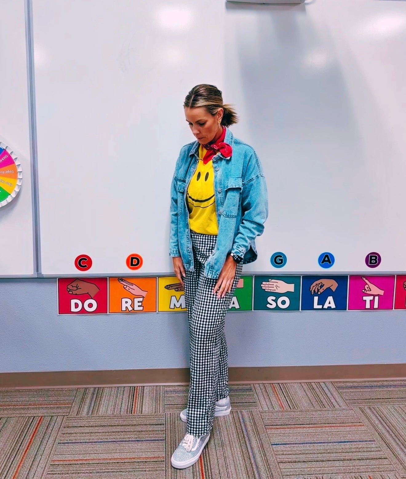 Styled a thrifted smiley tee with gingham pants, a bandana, and comfy vans because apparently my inner 90s kid is thriving this summer 😌☀️

#LTKOver40 #LTKootd #LTKvlog