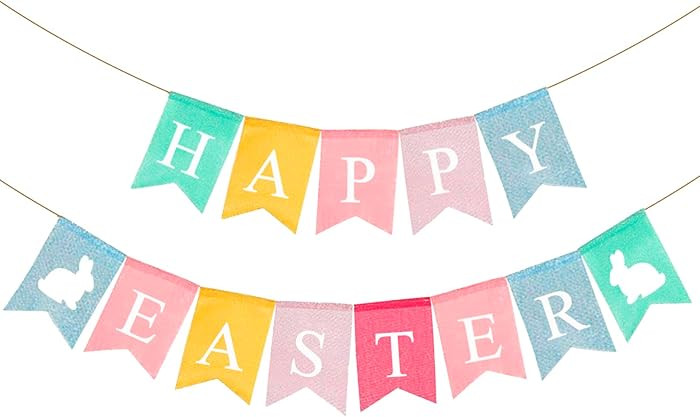 Happy Easter Banner Easter Chicken Egg Felt Happy Easter Bunny Banner Felt Easter Banner Garland ... | Amazon (US)