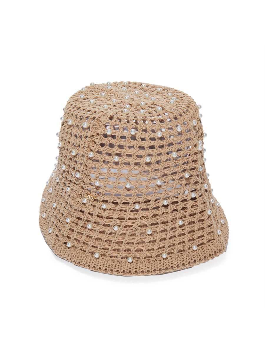 Open Weave Pearl Embellished Bucket Hat | Saks Fifth Avenue