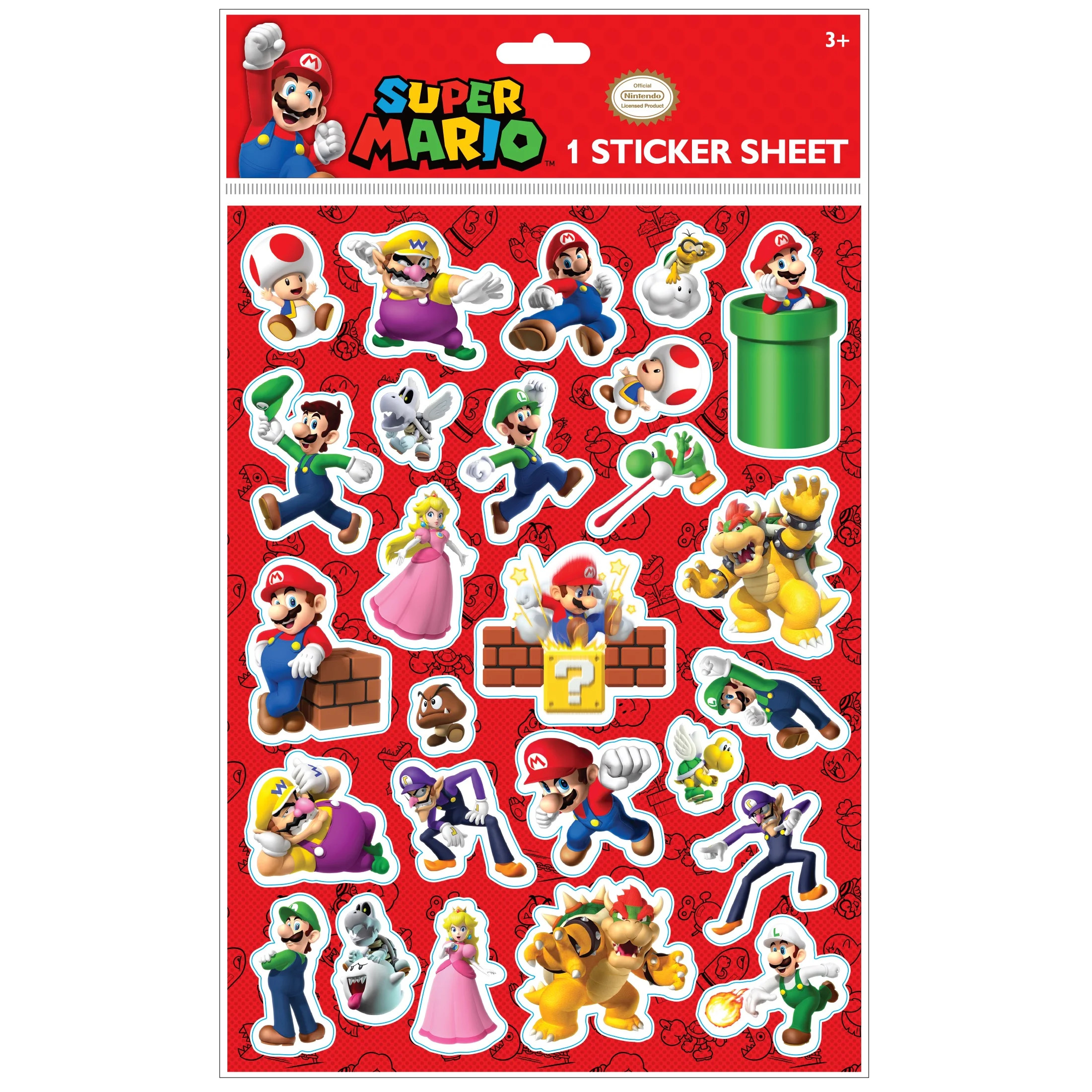 Nintendo Super Mario Bros. Sticker Sheet, Includes 26 Stickers | Walmart (US)