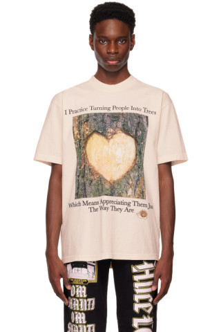 Beige Tree Heart T-Shirt | SSENSE