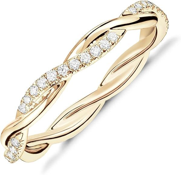 PAVOI 14K Gold Plated Cubic Zirconia Twisted Rope Eternity Band for Women | Amazon (US)