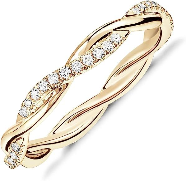 PAVOI 14K Gold Plated Cubic Zirconia Twisted Rope Eternity Band for Women | Amazon (US)