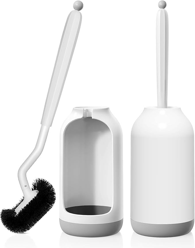 HAMITOR Toilet Bowl Brush Holder Set: 2 Pack Bathroom Deep Cleaning Toilet Cleaner Scrubber Under... | Amazon (US)