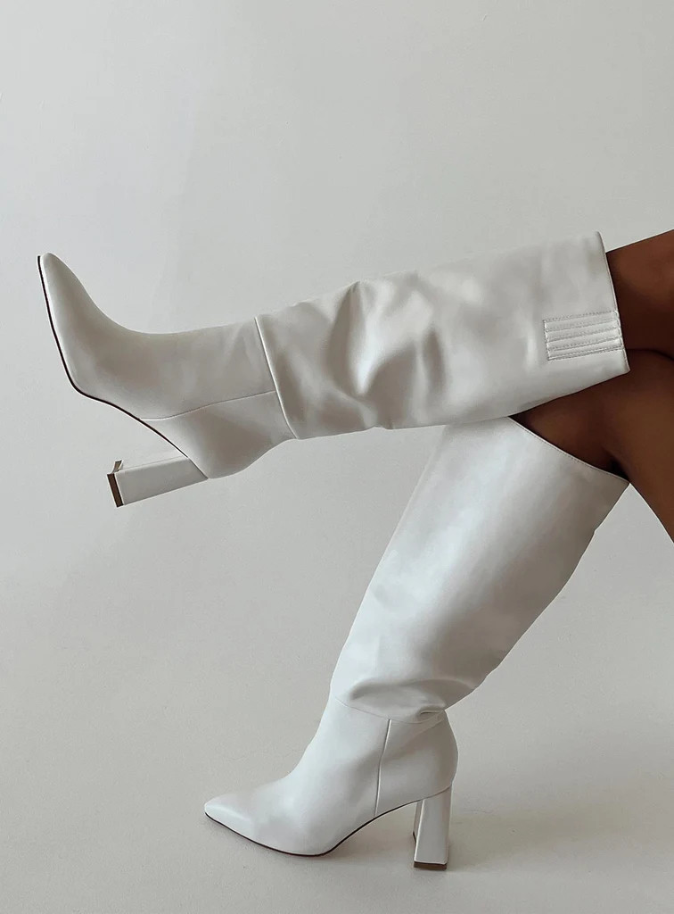Vesper Knee High Boots White | Princess Polly US