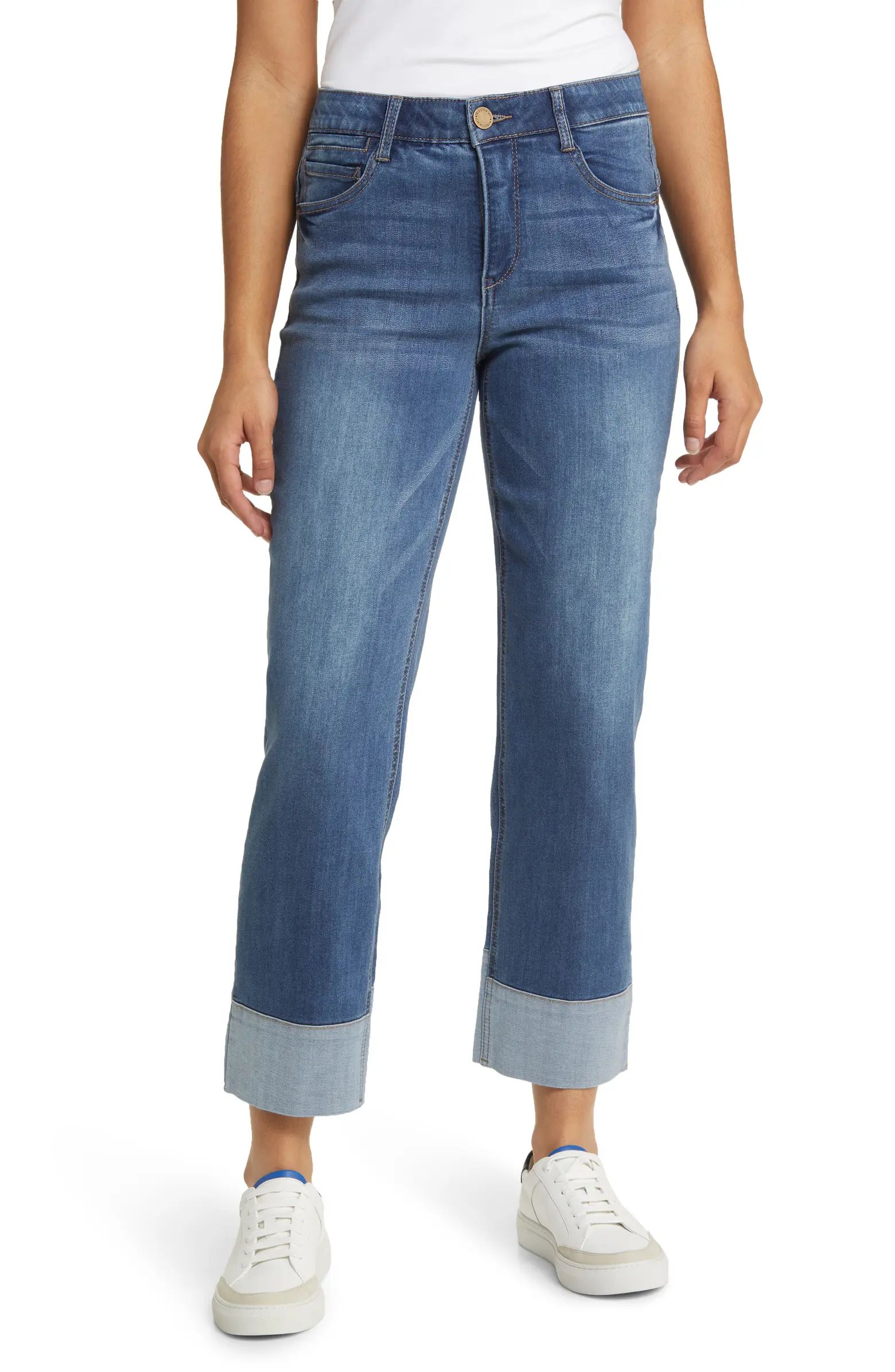 'Ab'Solution Tacked Cuff High Waist Boyfriend Jeans | Nordstrom