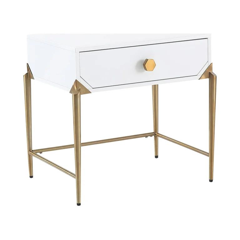 TOV Furniture Bajo White Lacquer Side Table with Gold Legs | Walmart (US)