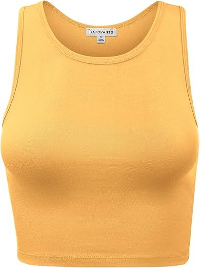 HATOPANTS Women Sleeveless Halter Neck Crop Tank Top Cotton Racerback Casual Basic Shirts | Amazon (US)