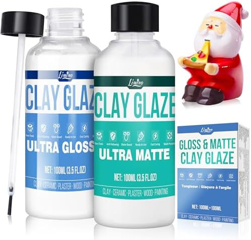 Air Dry Clay Glaze - Upgraded Polymer Clay Glaze, 2 x 100ml Ultra Gloss and Matte Finish Varnish ... | Amazon (US)