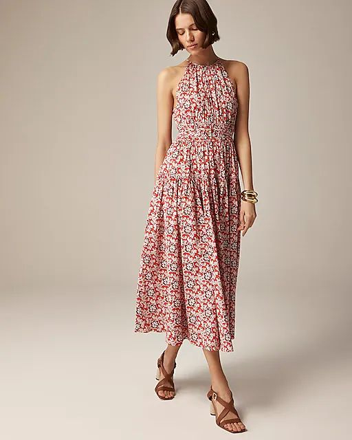 Tie-waist halter dress in floral | J.Crew US