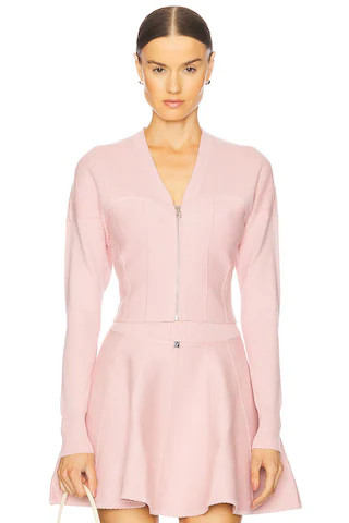 fleur du mal Knit Zip Bustier Cardigan in Cherry Blossom from Revolve.com | Revolve Clothing (Global)