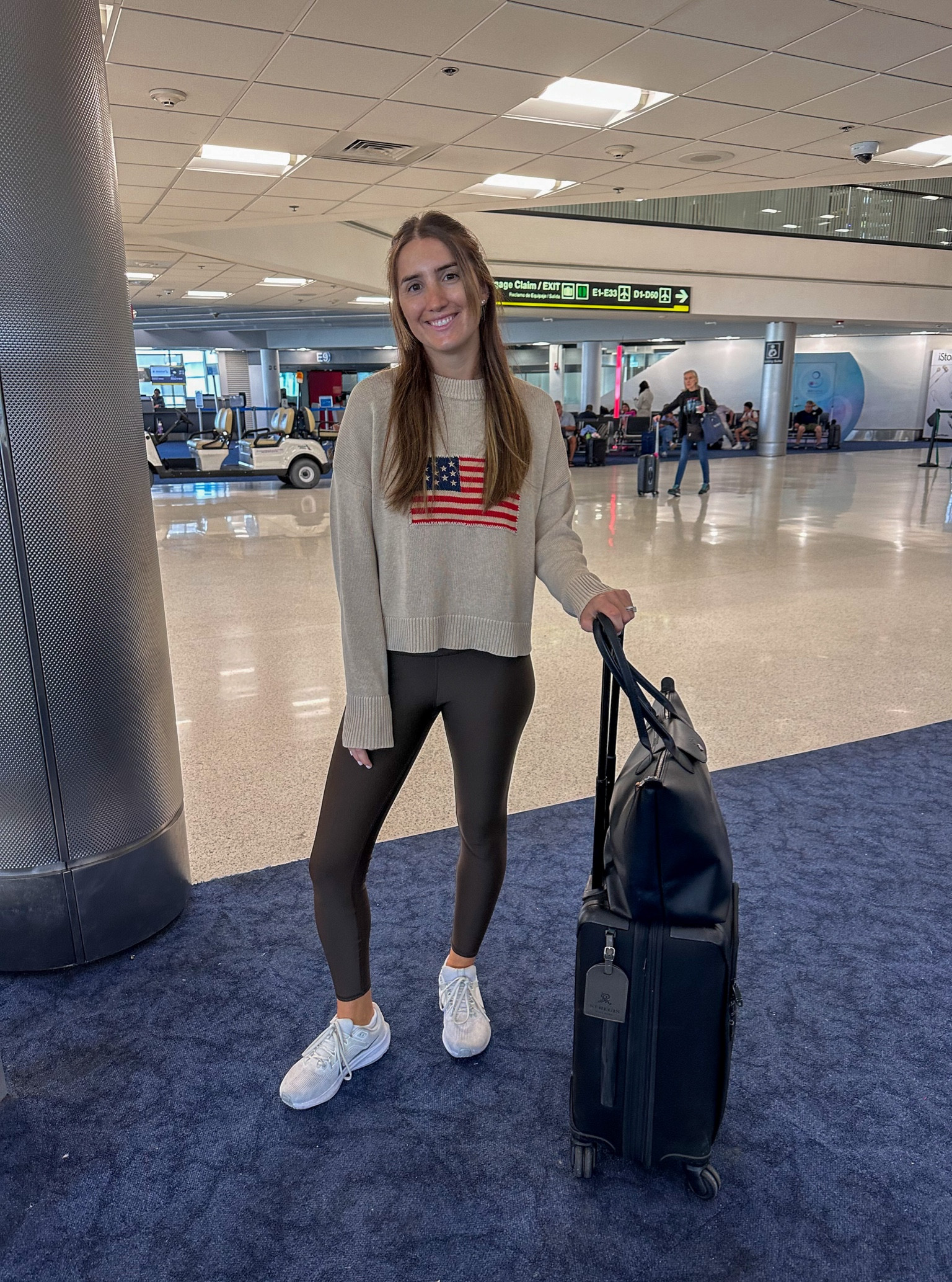 What I wore to the airport!!! Wearing a size medium sweater, and glad I didn’t go any bigger!

Flag sweatshirt is Tuckernuck, and brown leggings are Alo Yoga.

#LTKTravel #LTKU #LTKStyleTip