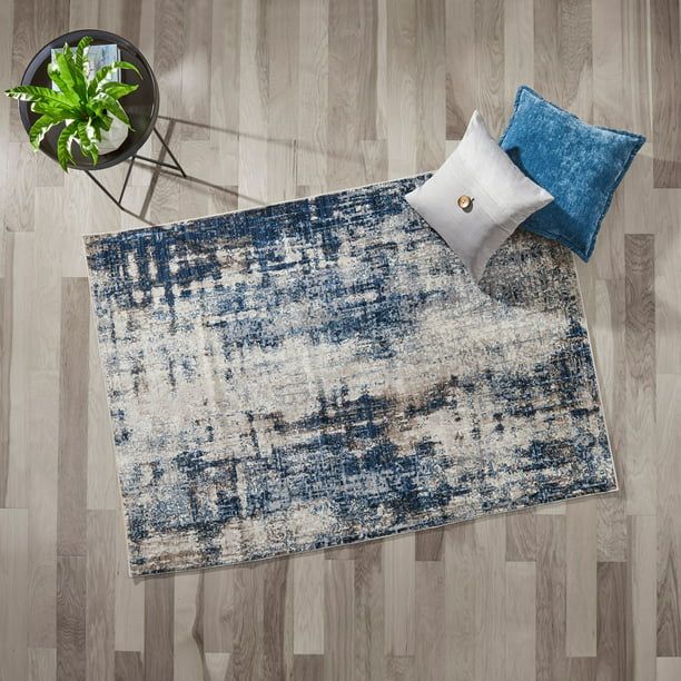 Better Homes & Gardens High Low Abstract Area Rug, Navy/Grey, 5' x 7' - Walmart.com | Walmart (US)