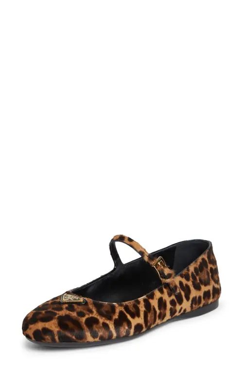 Prada Genuine Calf Hair Mary Jane Flat in Miele Calf Hair Print at Nordstrom, Size 11Us | Nordstrom