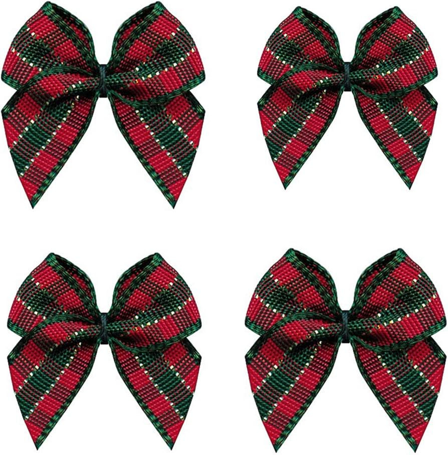 VIVIQUEN 50pcs Mini Gingham Ribbon Bows Checkered Ribbon Flowers Plaid Ribbon Bow Appliques DIY C... | Amazon (US)